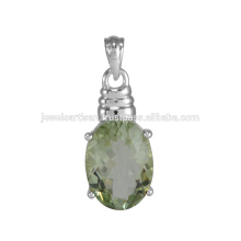 Natural Green Amethyst Gemstone 925 Sterling Silver Pendant